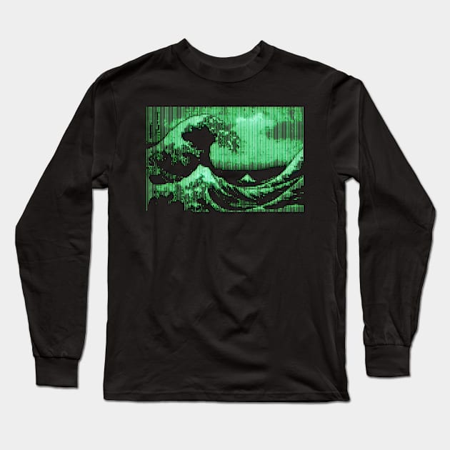 The Great Wave Retro Video Long Sleeve T-Shirt by darkside1 designs